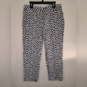 Talbots Slim Crop Pants Black White  Spot Print Women's Petite Size 2P NWT